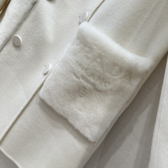 Prada handmade fur pocket double-sided cashmere coat