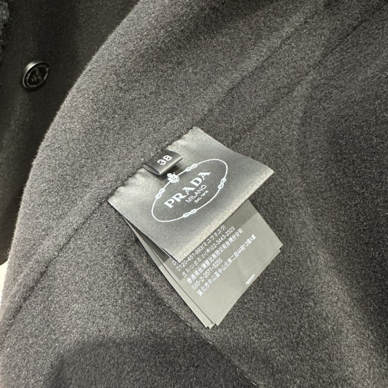 Prada handmade fur pocket double-sided cashmere coat