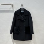 Prada handmade fur pocket double-sided cashmere coat