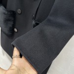 Prada handmade fur pocket double-sided cashmere coat