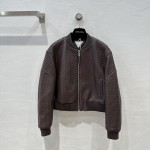 Bottega Veneta Baseball Jersey Woven Sheepskin Coat