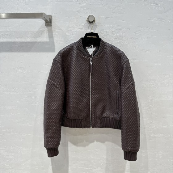 Bottega Veneta Baseball Jersey Woven Sheepskin Coat
