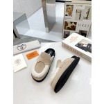 Hermes plush half slippers