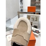 Hermes plush half slippers