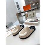 Hermes plush half slippers