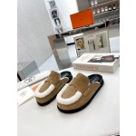 Hermes plush half slippers