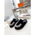 Hermes plush half slippers