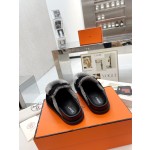 Hermes plush half slippers