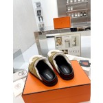 Hermes plush half slippers