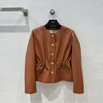 Celine - Arc de Triomphe Metal Buckle Orange Waist Leather Coat