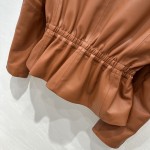 Celine - Arc de Triomphe Metal Buckle Orange Waist Leather Coat