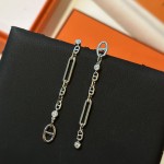 Hermes Pig Nose Asymmetric Tassel Earrings
