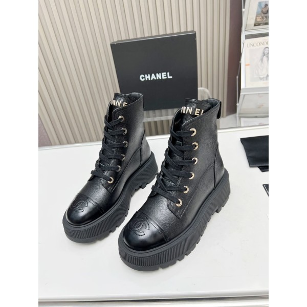 CHANEL strap design boots