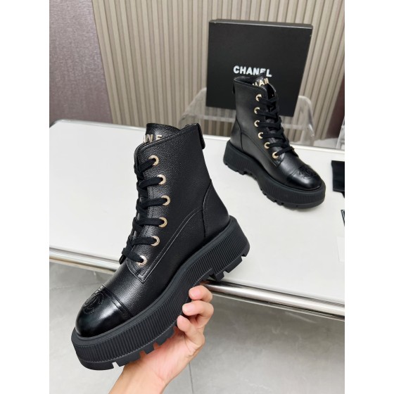 CHANEL strap design boots