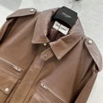 Saint Laurent style top grade lychee patterned lambskin jacket