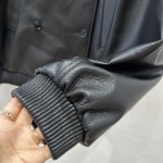 BALENCAGA Litchi Double breasted Goat Leather Jacket