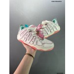 Official website Double Lace Up Casual Running Shoes Leather Red Blue Fluorescent Green Skeleton Bird