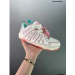 Official website Double Lace Up Casual Running Shoes Leather Red Blue Fluorescent Green Skeleton Bird