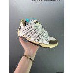 Official website Double Lace Up Casual Running Shoes Leather Red Blue Fluorescent Green Skeleton Bird