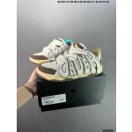 Official website Double Lace Up Casual Running Shoes Leather Red Blue Fluorescent Green Skeleton Bird