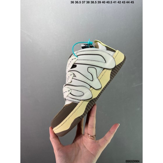 Official website Double Lace Up Casual Running Shoes Leather Red Blue Fluorescent Green Skeleton Bird