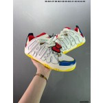 Official website Double Lace Up Casual Running Shoes Leather Red Blue Fluorescent Green Skeleton Bird