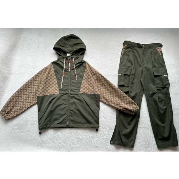 GUCCI jacquard canvas patchwork set • outerwear