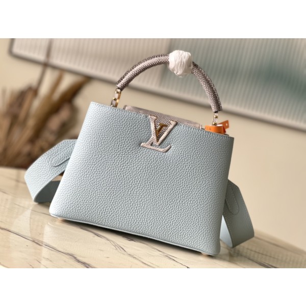 𝐋𝐎𝐔𝐈𝐒𝐕𝐔𝐈𝐓𝐓𝐎𝐍 N80741 Haze Blue with Exotic Snake Skin Gold Button