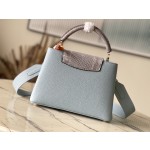 𝐋𝐎𝐔𝐈𝐒𝐕𝐔𝐈𝐓𝐓𝐎𝐍 N80741 Haze Blue with Exotic Snake Skin Gold Button