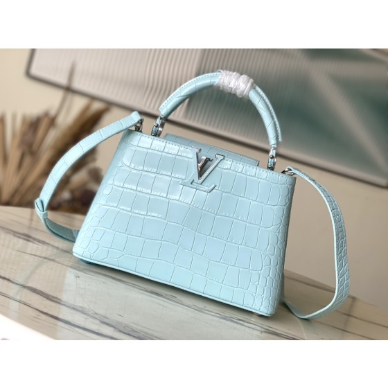 LOUIS VUITTON M48865 Blue Crocodile Silver Button