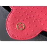 𝐋𝐎𝐔𝐈𝐒𝐕𝐔𝐈𝐓𝐓𝐎𝐍 N83103 Black and Red Ostrich Pattern Capuchines Handbag