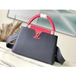 𝐋𝐎𝐔𝐈𝐒𝐕𝐔𝐈𝐓𝐓𝐎𝐍 N83103 Black and Red Ostrich Pattern Capuchines Handbag