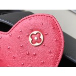 LOUIS VUITTON N83103 Black Red Ostrich Pattern Small Capsines Handbag