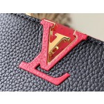 LOUIS VUITTON N83103 Black Red Ostrich Pattern Small Capsines Handbag
