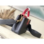 𝐋𝐎𝐔𝐈𝐒𝐕𝐔𝐈𝐓𝐓𝐎𝐍 N83103 Black and Red Ostrich Pattern Mini Capsines Handbag