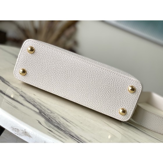 LOUIS VUITTON Milk Shake White Mix Powder Ostrich Pattern Small Capsines Handbag