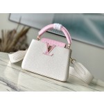 𝐋𝐎𝐔𝐈𝐒𝐕𝐔𝐈𝐓𝐓𝐎𝐍 N83103 Milk Shake White Powder Ostrich Pattern Mini Capsines Handbag