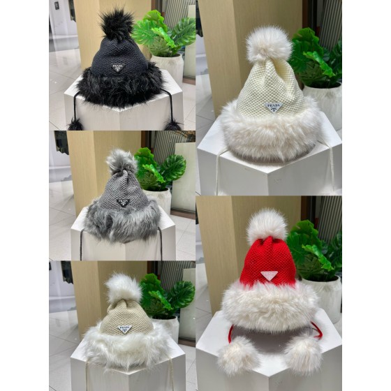 Christmas Prada hanging ball wool hat