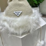 Christmas Prada hanging ball wool hat