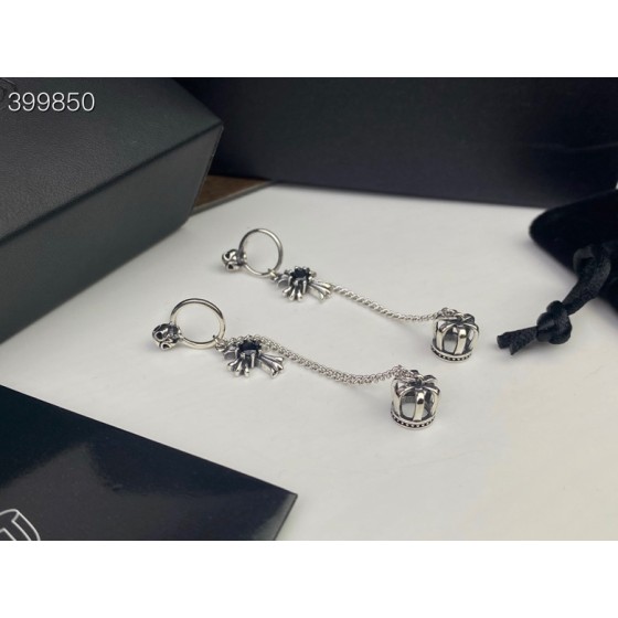 Crow Heart Dark Skull Cross Crown Earrings