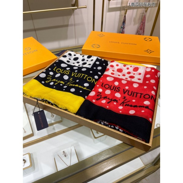 LOUIS VUITTON pumpkin printed cashmere square scarf