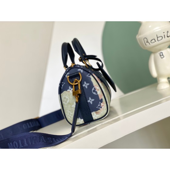 𝐋𝐎𝐔𝐈𝐒𝐕𝐔𝐈𝐓𝐓𝐎𝐍 M46804Keepall XS handbag black silver color pumpkin screen printing