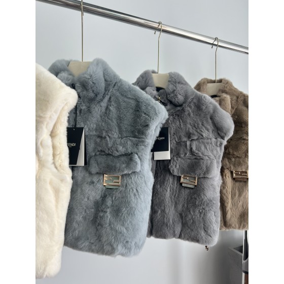 Fendi Rex Rabbit Fur Vest G21 (consult customer service to confirm size before placing an order)