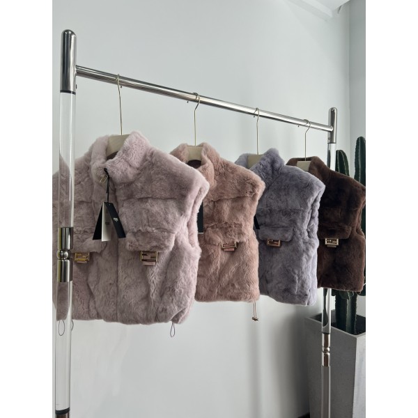 Fendi Rex Rabbit Fur Vest G21 (consult customer service to confirm size before placing an order)