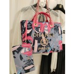 CHANEL 23a Advanced Handicraft Shop Carmine Print Beach Bag