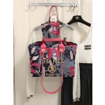 CHANEL 23a Advanced Handicraft Shop Carmine Print Beach Bag