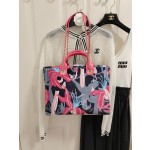 CHANEL 23a Advanced Handicraft Shop Carmine Print Beach Bag