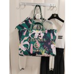 CHANEL print ➕ Wooden pearl logo beach bag model number AS3257