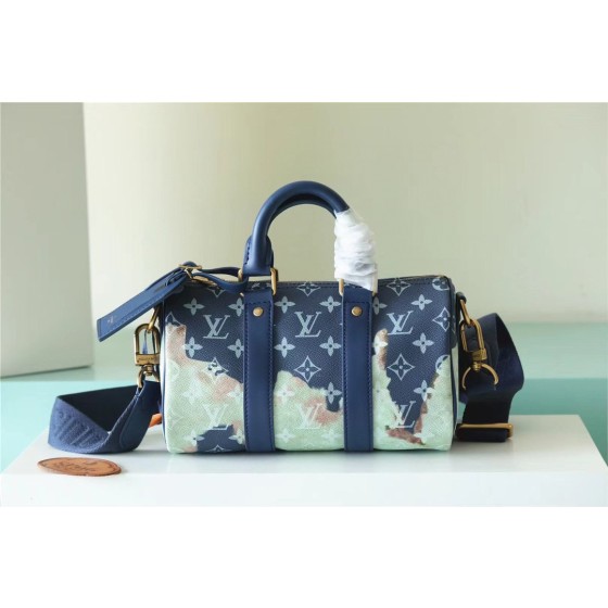 𝐋𝐎𝐔𝐈𝐒𝐕𝐔𝐈𝐓𝐓𝐎𝐍 M46804Keepall XS handbag black silver color pumpkin screen printing