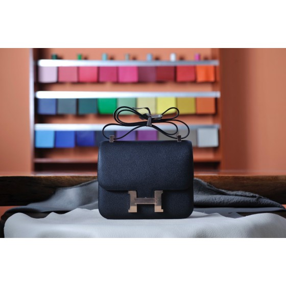 Cancon 24 Black Rose Gold Buckle Epsom Leather